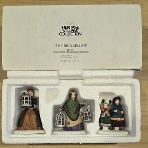 Department 56 Heritage Village Collection 'The Bird Seller' Figurines - Like New